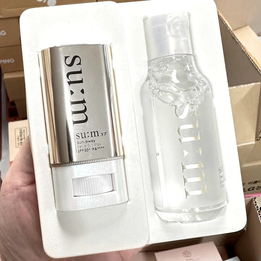 Su:m37 Sun-away Velvet Sun Stick SPF50 PA++++ & skin-saver cleansing water Sets